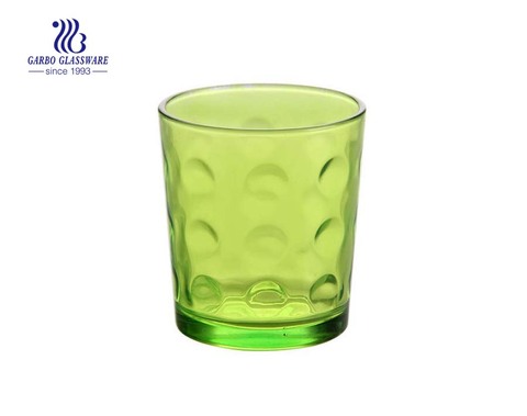 9oz dot design colored water glass tumbler 