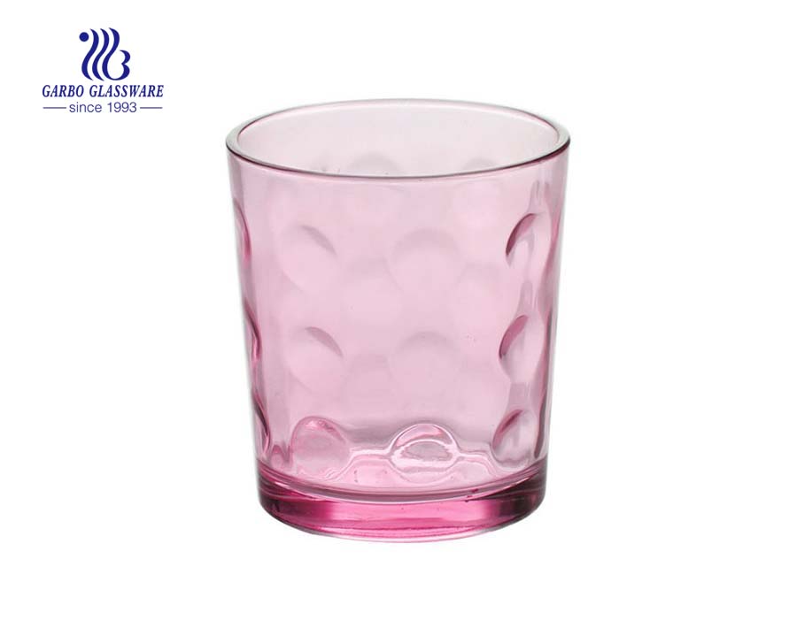 Vaso de vidrio de agua de color de diseño de punto de 9 oz