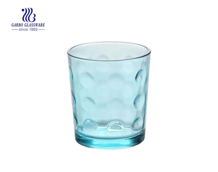 9oz dot design colored water glass tumbler 