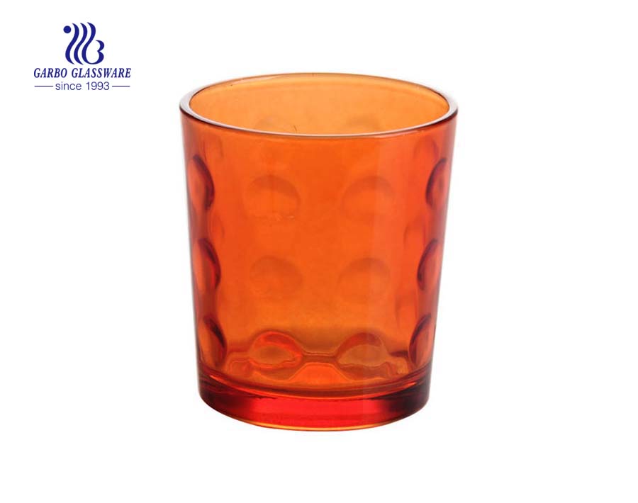 Vaso de vidrio de agua de color de diseño de punto de 9 oz