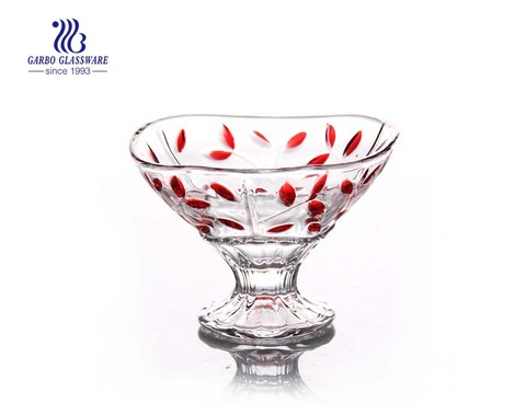 Popular design printing colored glass ice cream bowl for dessert