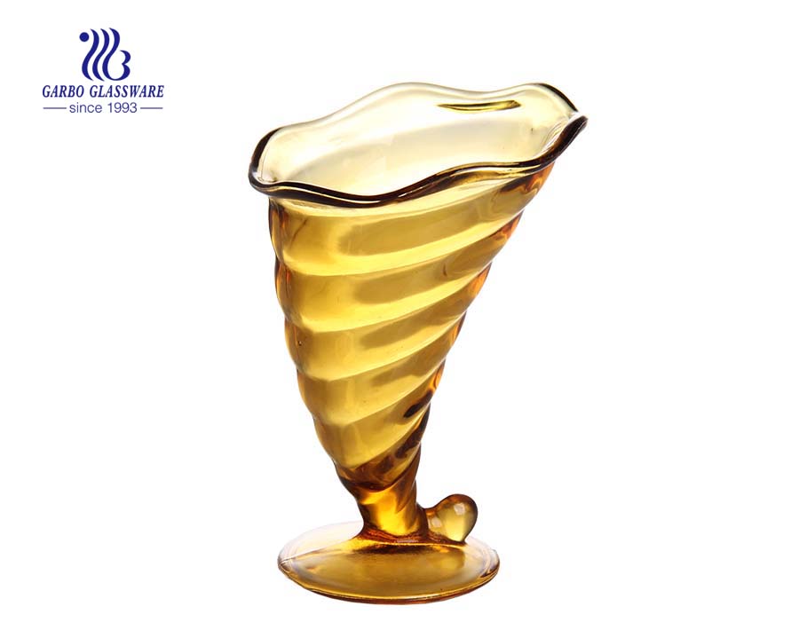 تصميم شعبي طباعة وعاء الآيس كريم الزجاج الملون للحلوى