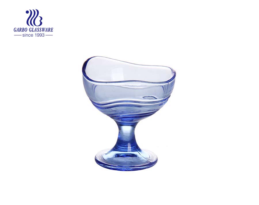 Popular design printing colored glass ice cream bowl for dessert