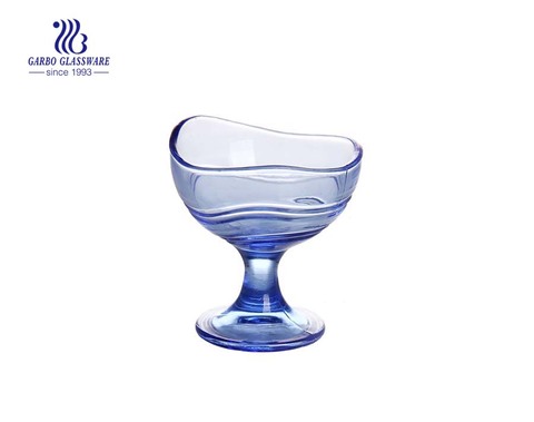 Bule color printing glass ice cream bowl for wholesales