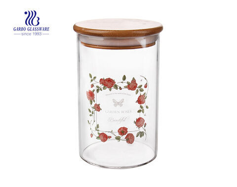 Hochborosilikatglas-Vorratsglas mit Korkdeckel, 900 ml Glaszylinderbehälter mit Korkdeckel, Glas-Lebensmittelvorratsglas