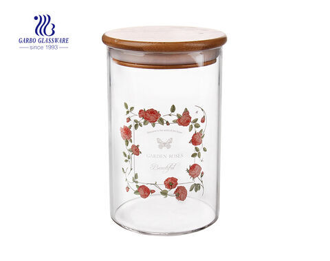 High borosilicate Glass Storage Jar with Cork Lid, 900ml Glass Cylinder Containers with Cork Lid, Glass Food Storage Jar