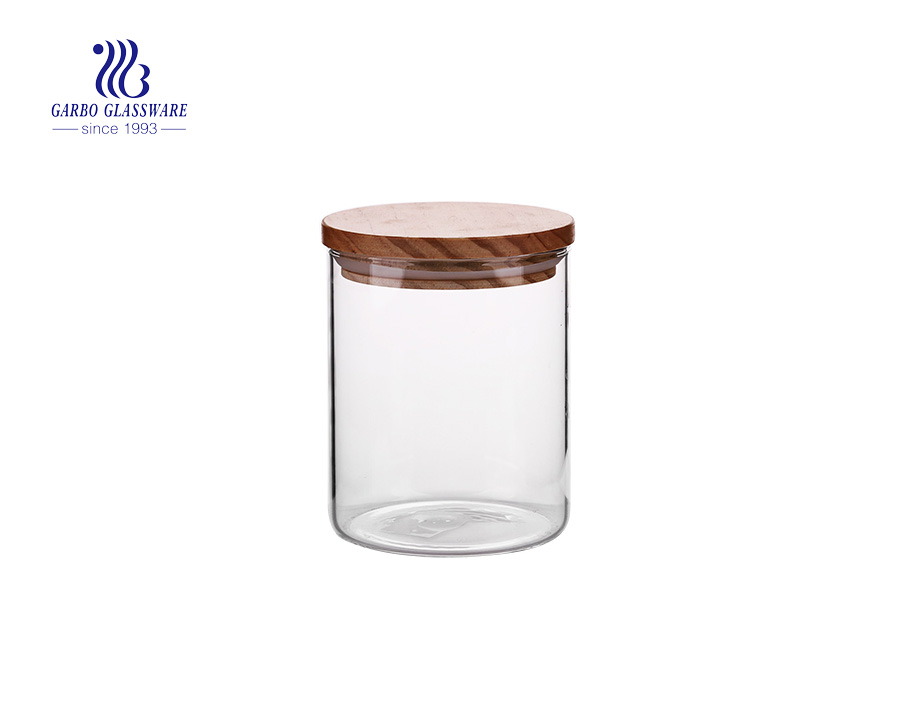 High borosilicate Glass Storage Jar with Cork Lid, 900ml Glass Cylinder Containers with Cork Lid, Glass Food Storage Jar