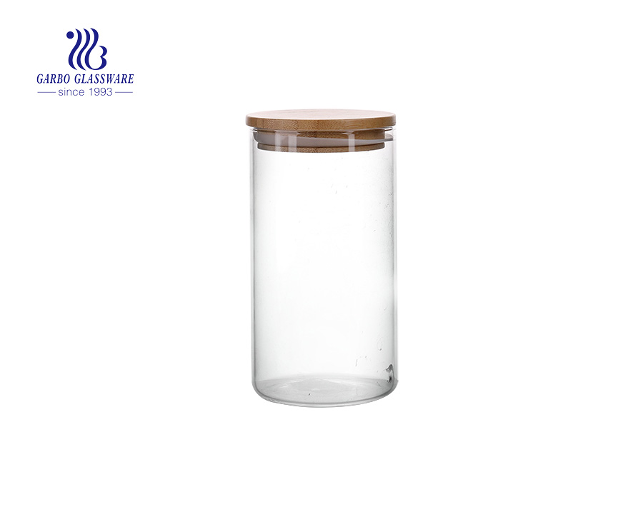 High borosilicate Glass Storage Jar with Cork Lid, 900ml Glass Cylinder Containers with Cork Lid, Glass Food Storage Jar