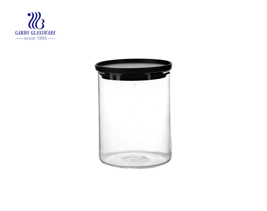 Borosilicate Cylinder glass food storage canisters with cooper lid  1150ml        