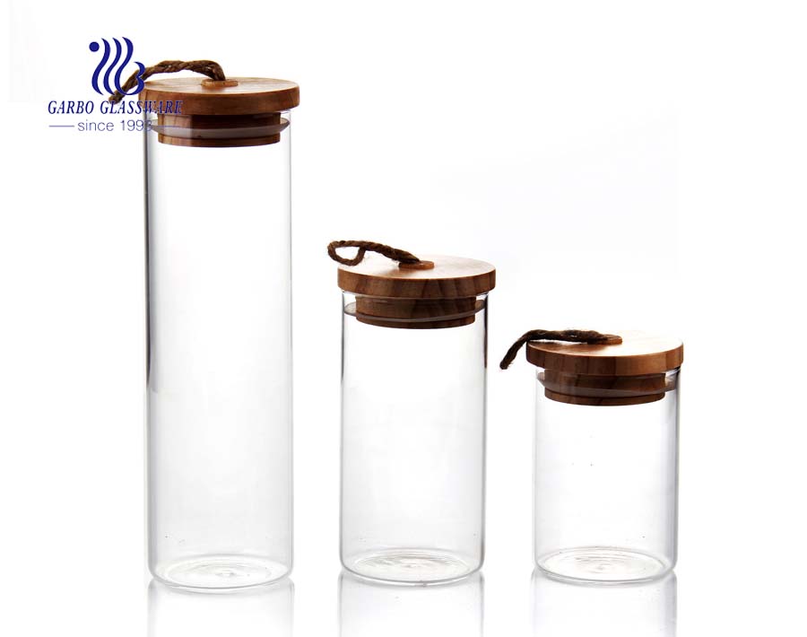 Set of 4 Stackable Airtight Glass Storage Canisters with decals, Lead Free Borosilicate Glass, with Stainless Steel Lid, for Tea Leaves, Nuts, Seasoning and Coffee Beans Storage 