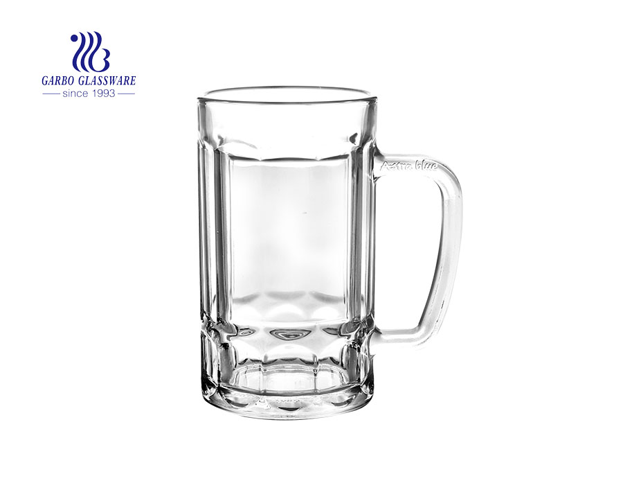 Caneca de vidro de diamante de 340ml com alça de vidro