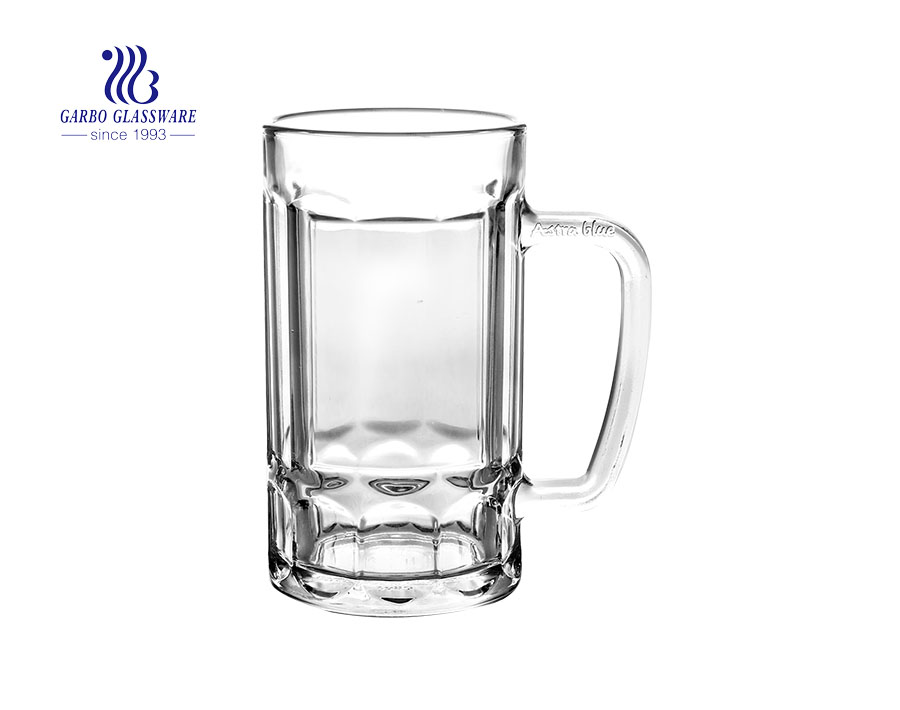 Caneca de vidro de diamante de 340ml com alça de vidro