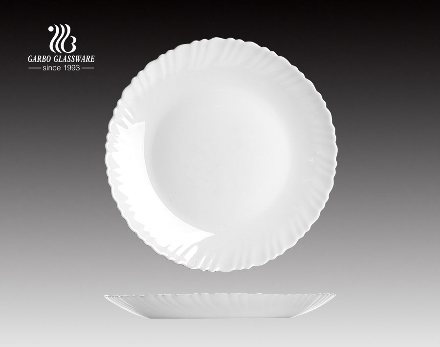 8.5-Zoll-Glas Abendessen Opal Glasplatte Geschirr mit chinesischen Lieferanten