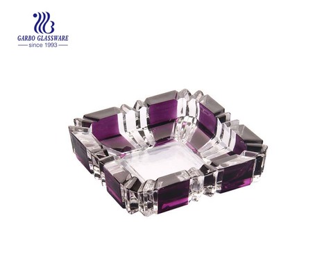 Custom design spray color square shape glass ashtray in glass