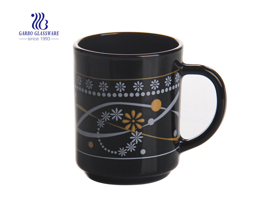 Taza de cristal del té de la cristalería del ópalo negro 8oz