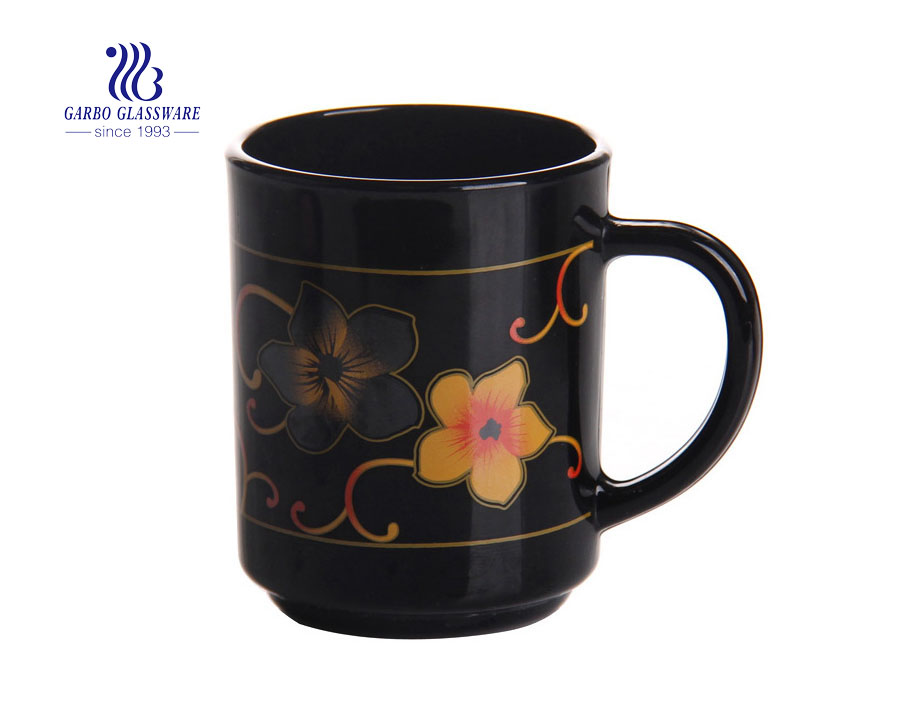 8oz black opal glassware tea drinking glass mug 