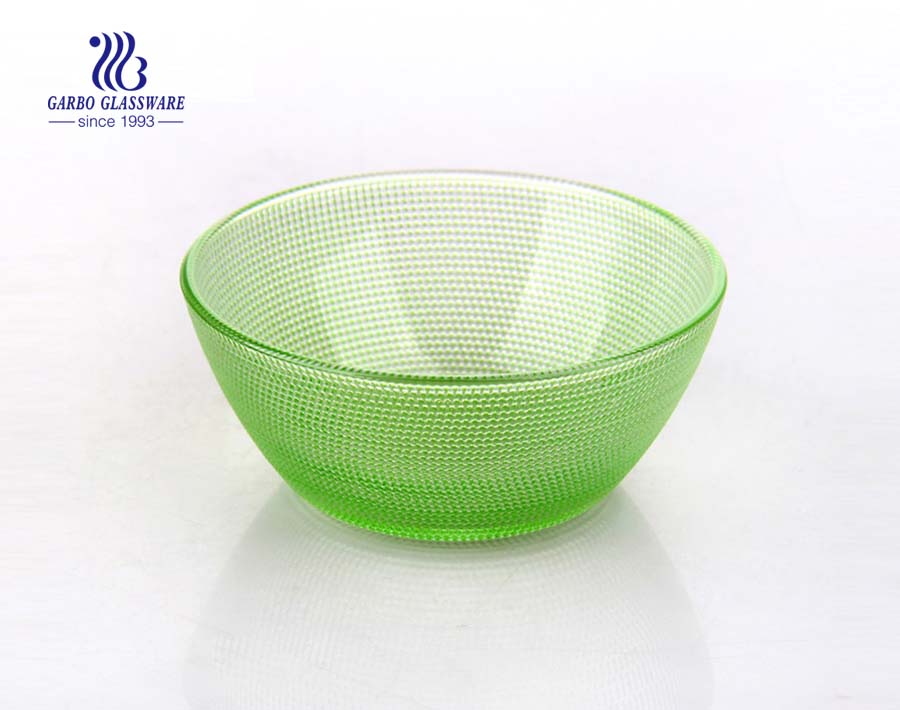 6.5inch Food grade spray color blue color V-shape glass bowl