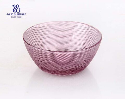 6.5inch Food grade spray color blue color V-shape glass bowl