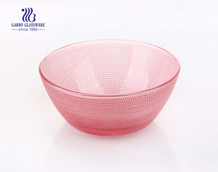 6.5inch Food grade spray color blue color V-shape glass bowl