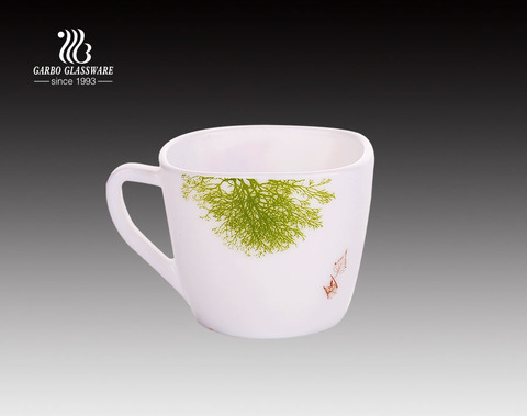 Taza de té de vidrio de vidrio de ópalo de decoración personalizada de 220 ml con mango