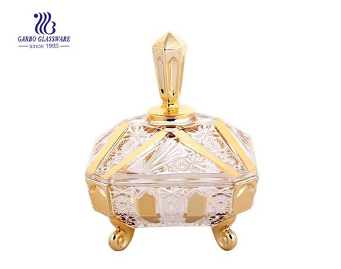 Rectángulo tarro de caramelo de vidrio personalizado diseño decadente regalo de boda tarro de cristal