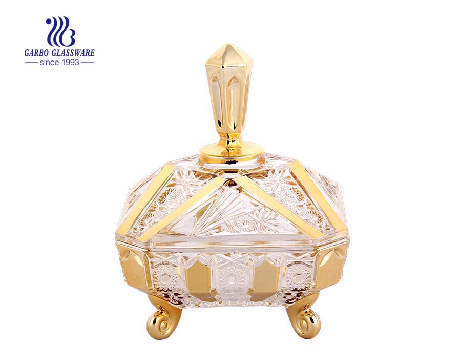 Rectangle Glass Candy Jar Customized Decarative Design Wedding Gift Glass Jar 
