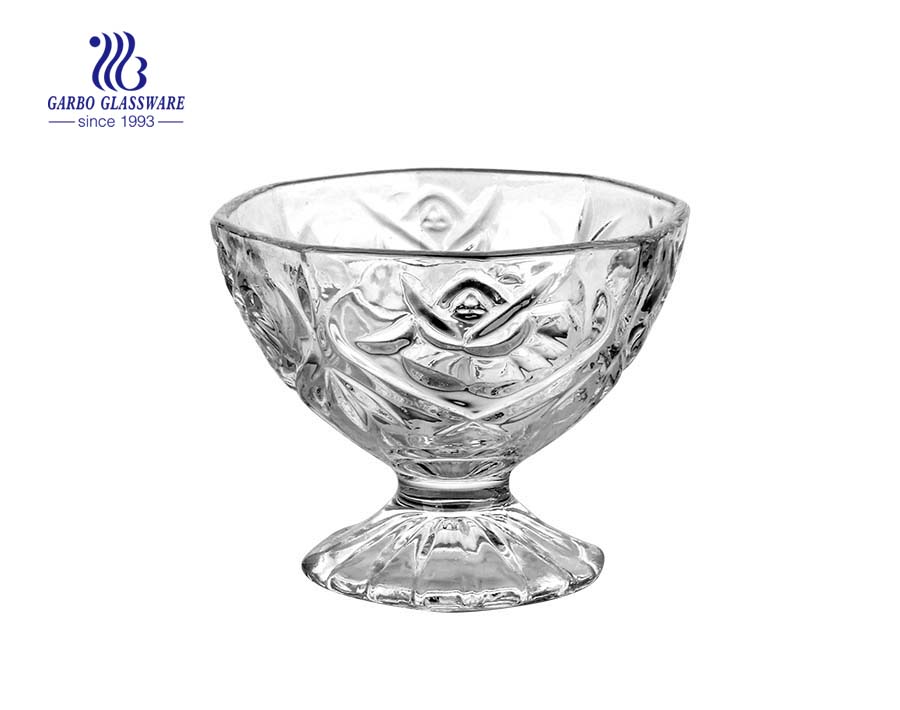 New arrival charming engraved glass sundae bowl for dessert