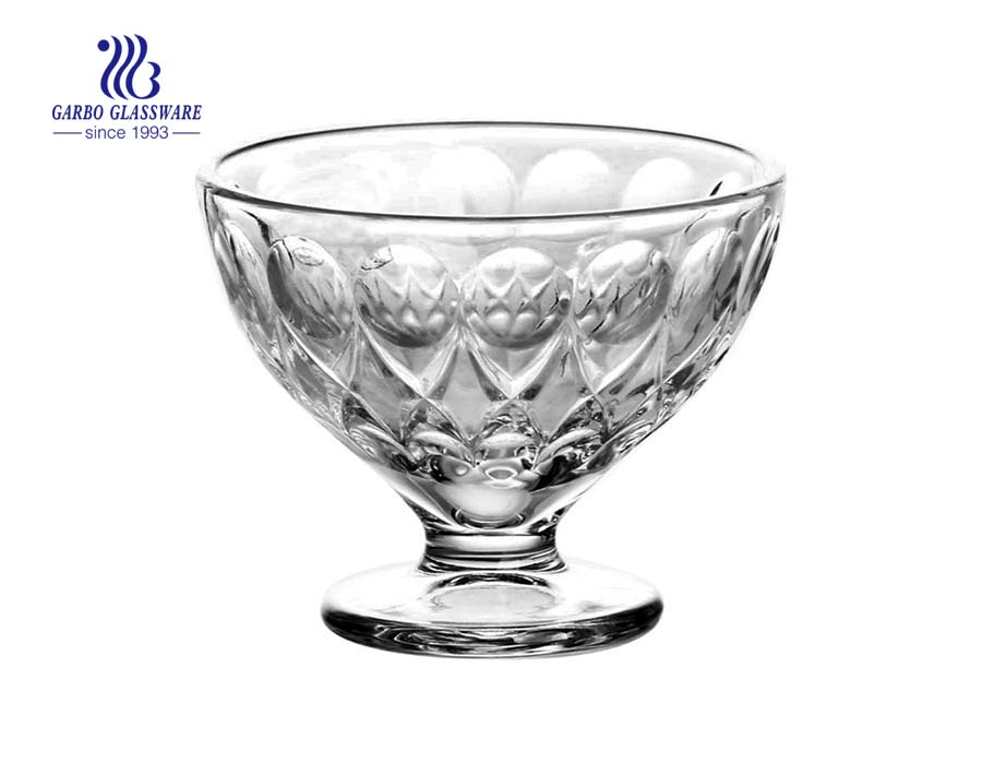 New arrival charming engraved glass sundae bowl for dessert