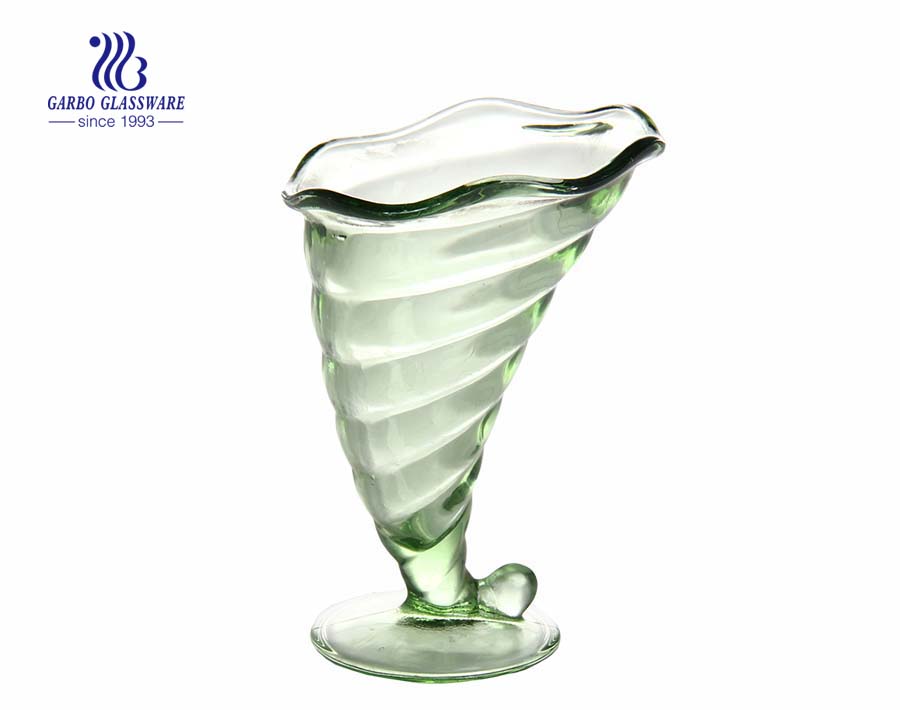 250ml Fancy color unique design solid glass ice cream bowls