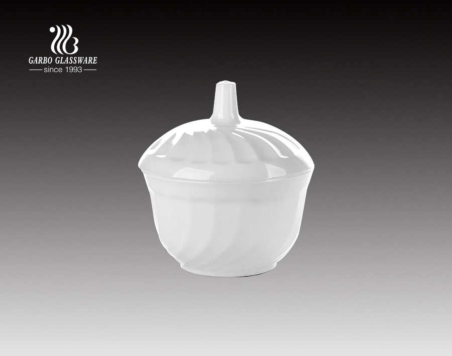 210ml white opal glass soup pot with lid for kitchen
