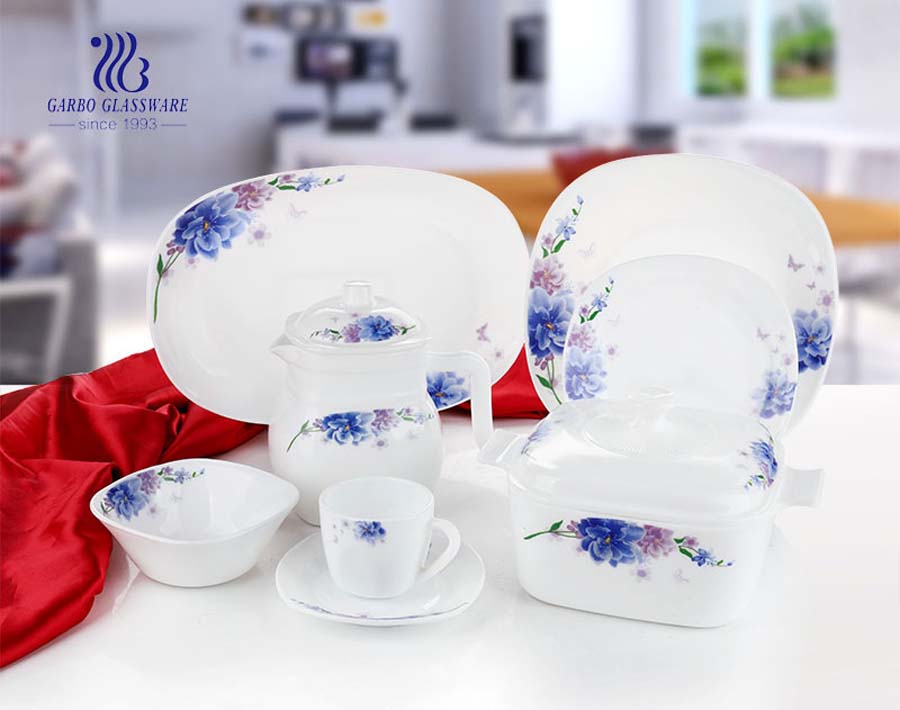 Großhandel hochwertige billige Aufkleber 58pcs Opalglas Dinner-Set