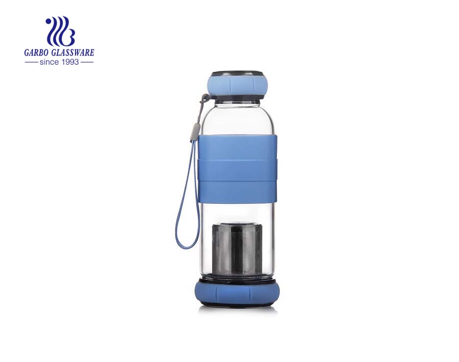 Heat Resistant Hot Water Tea Glass Bottle With Designed Fabric Cover 