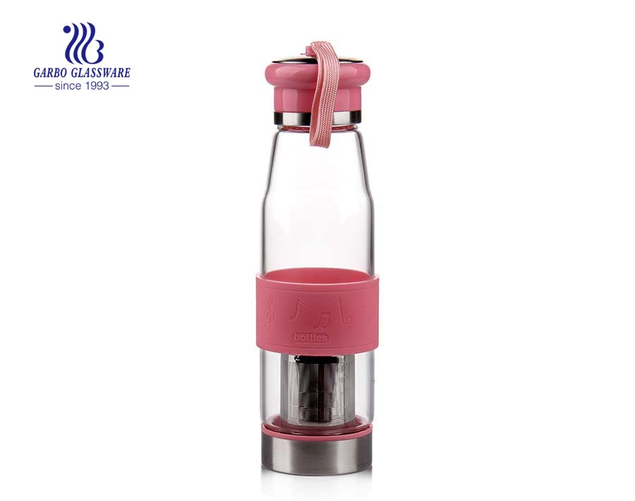 430ml Borosilicate Glass Water Bottle With Filter