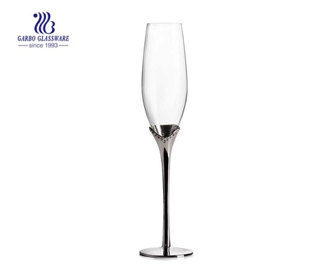 8OZ 225ML Lead-free crystal stainless steel standing champagne glass