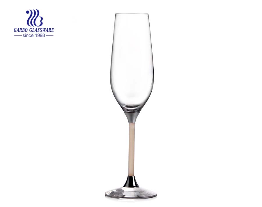 8OZ 225ML Lead-free crystal stainless steel standing champagne glass