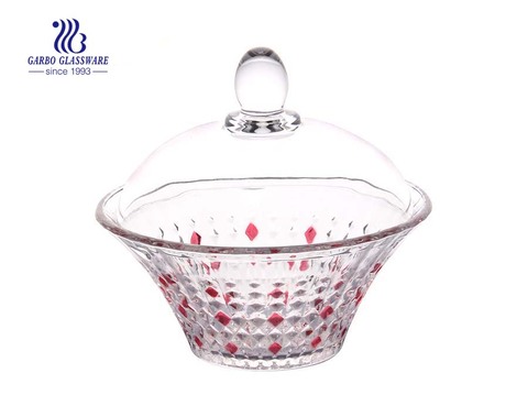 Cristal de armazenamento de alimentos de vidro Sugar Bowl Cookie Jar Com Tampa