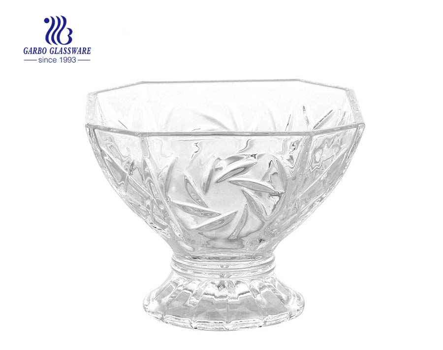 Factory cheap fancy glass ice cream bowl for milkshake