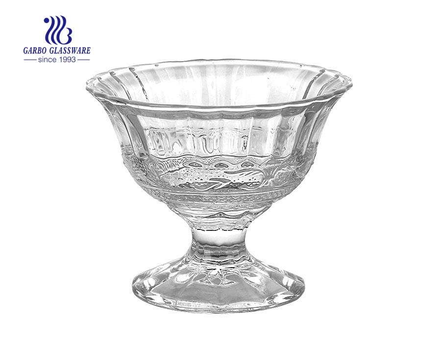 Factory cheap fancy glass ice cream bowl for milkshake