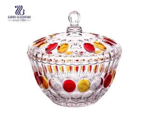 Pote de doces de açúcar de doces de vidro de bom design de China / frasco de doces com tampa