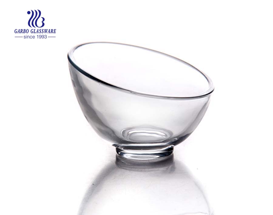High quality 4.5inch glass serving bowl with slant cut