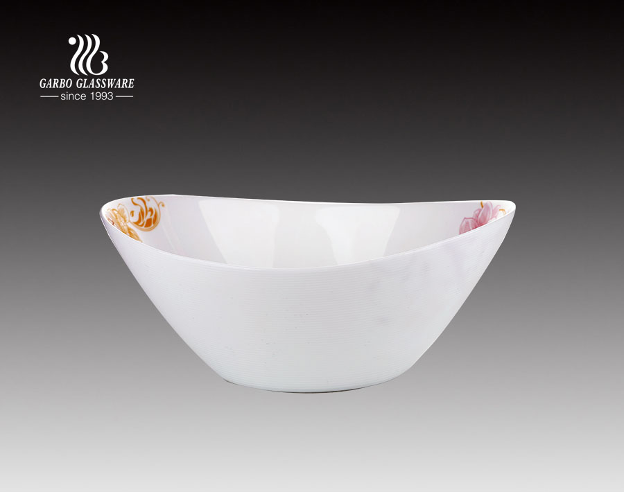 10inch OEM Fancy decor design white opal glass soup bowls