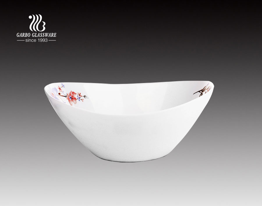 10inch OEM Fancy decor design white opal glass soup bowls
