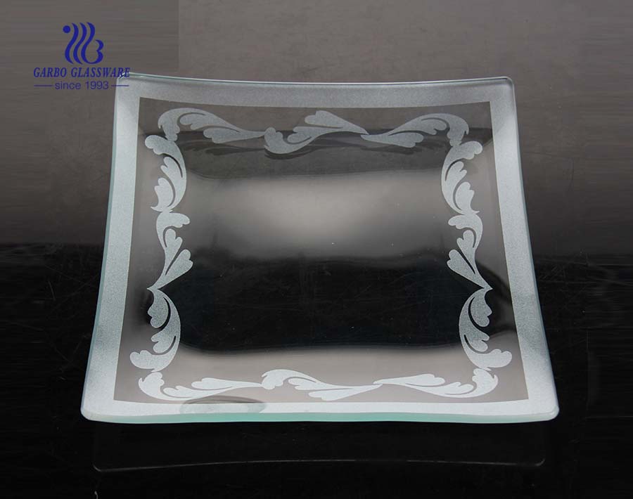 Square flat glass plate 7.2 inch with customize printing