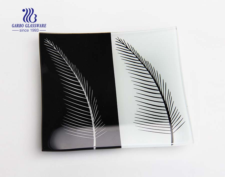 Square flat glass plate 7.2 inch with customize printing