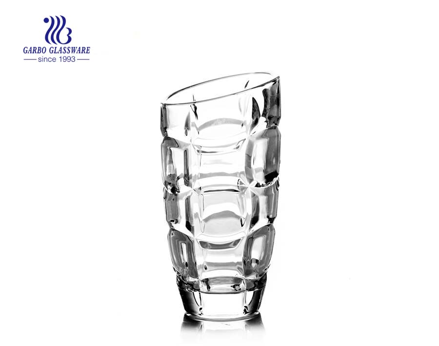 Big Size Embossed Clear Glass Flower Vase 