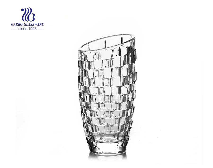 Embossed Clear Transparent Glass Vase Home Decor Flower Vase