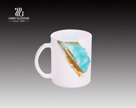 Tempering Opal Glass Mug Customized Decal Handle Glass Cup