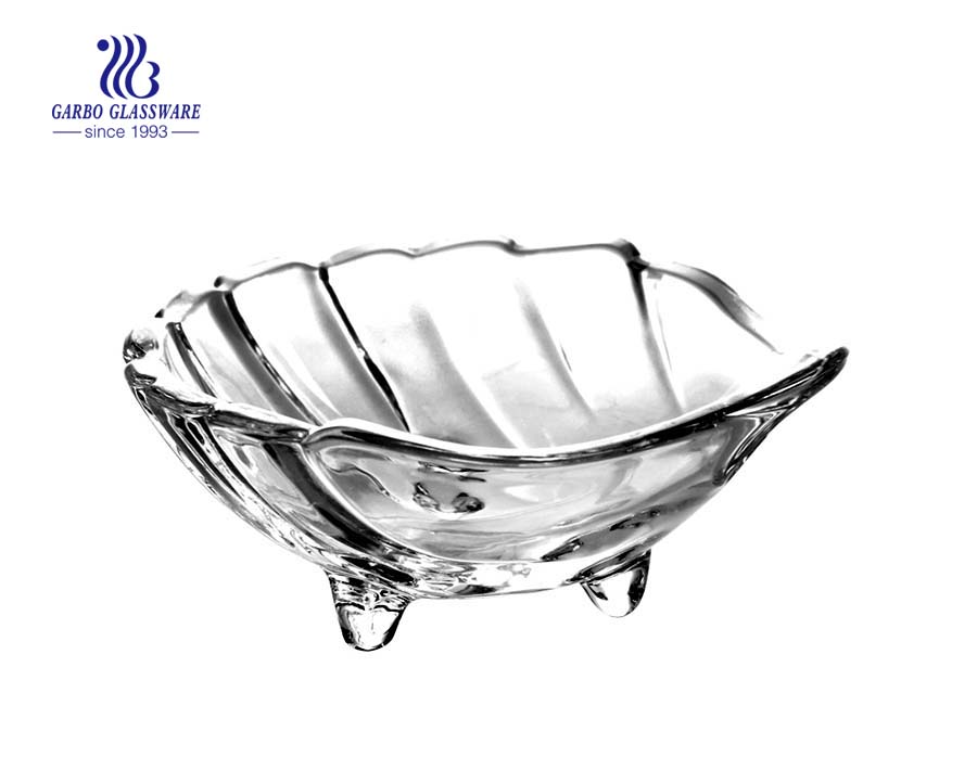 High quality transparent leaf shape glass bowl with irregular shape