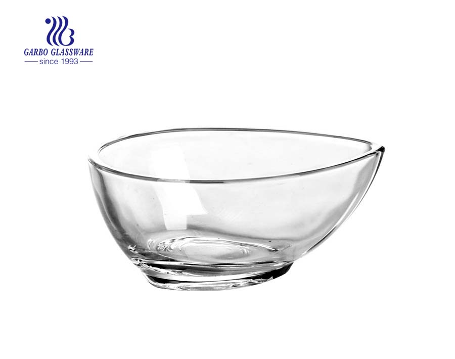 High quality transparent leaf shape glass bowl with irregular shape