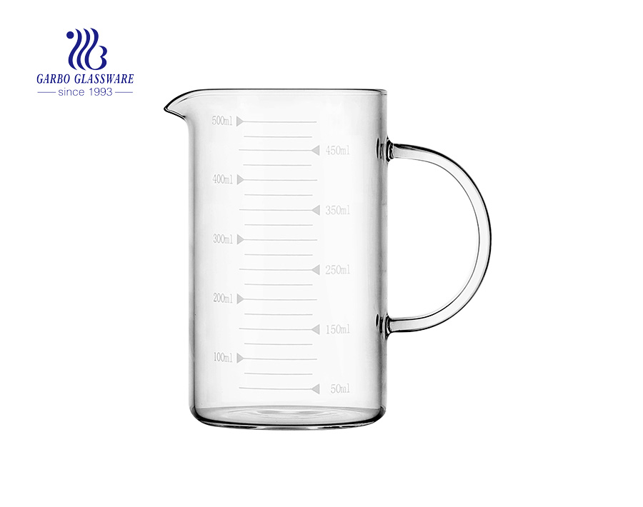 China Hebei pyrex glass factory borosilicate glass jug glas pitcher glass carafe with custom decal